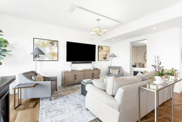 300 Blvd 3I, Boston, MA 02210 - living area featuring a chandelier and wood finished floors