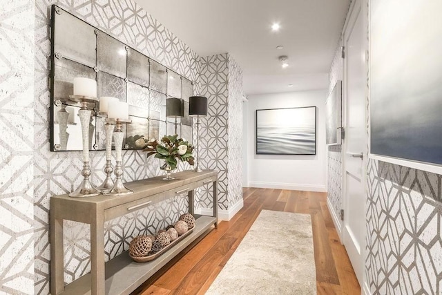 300 Blvd 3I, Boston, MA 02210 - corridor featuring wood finished floors, baseboards, and recessed lighting