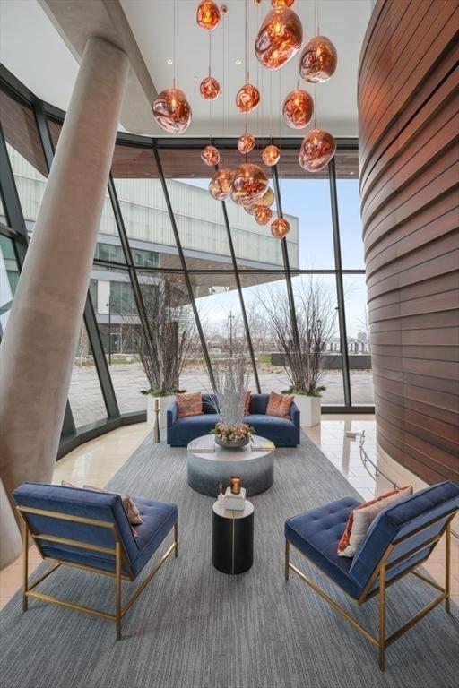 300 Blvd 3I, Boston, MA 02210 - community lobby featuring floor to ceiling windows and a high ceiling