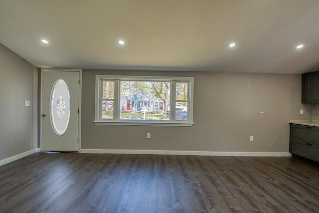 22 3rd, Lakeville, MA 02347 - entrance foyer with baseboards, recessed lighting, and dark wood-style flooring