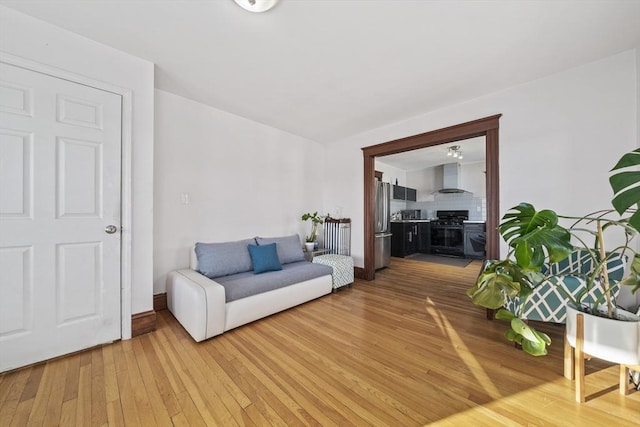 living room with light hardwood / wood-style flooring