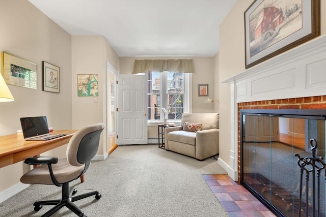5 Myrtle St Unit 3, Boston, MA 02114 - office with carpet floors, baseboards, and a fireplace
