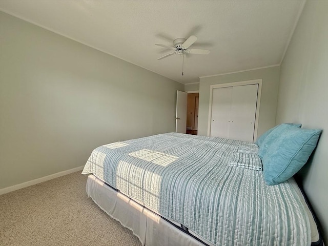 174 Upper County Unit 2-15, Dennis, MA 02639 - bedroom with a closet, baseboards, carpet flooring, and ceiling fan