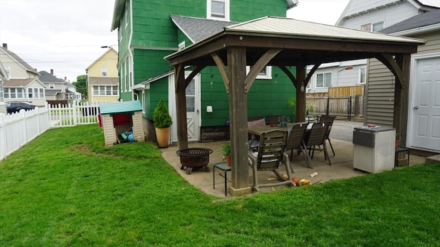 32 Bristol St, Ludlow, MA 01056 - view of patio with a fire pit and a gazebo