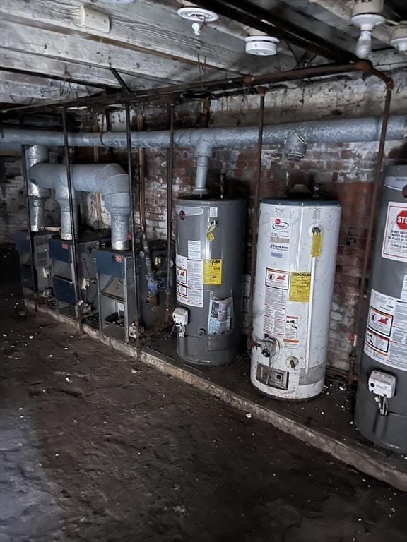 utility room with gas water heater