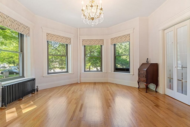 114 Fenway Unit 2, Boston, MA 02115 - unfurnished sunroom with french doors, radiator heating unit, healthy amount of natural light, and ornamental molding