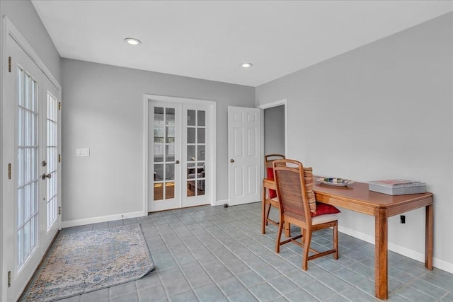 57 Center St, Dartmouth, MA 02748 - tiled office featuring french doors, plenty of natural light, baseboards, and recessed lighting