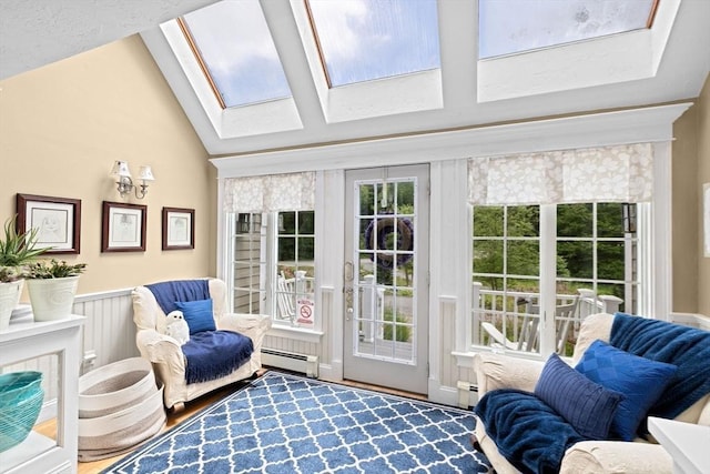 39 High Beacon Way, Marshfield, MA 02050 - sunroom / solarium with a skylight, a baseboard heating unit, baseboard heating, and lofted ceiling