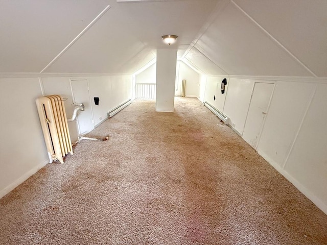 23 Eldert St, Springfield, MA 01109 - bonus room with a baseboard heating unit, light colored carpet, lofted ceiling, and a decorative wall