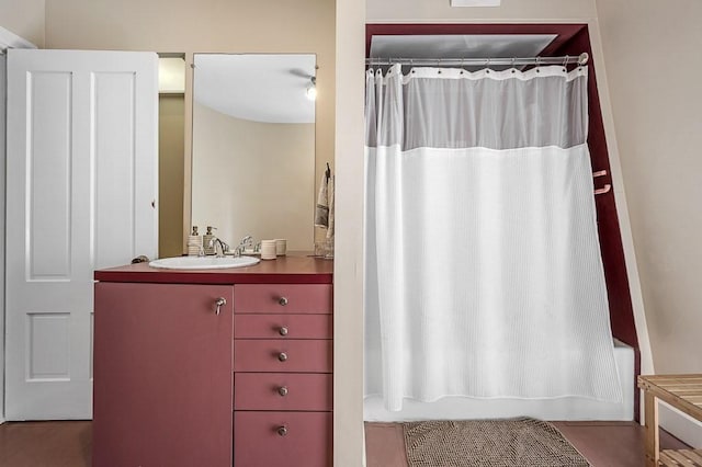 2 Oxford Pl, Worcester, MA 01609 - full bathroom featuring vanity and shower / bath combo with shower curtain