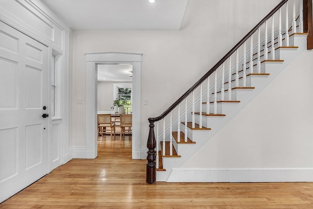 30 Forest Park Rd, Woburn, MA 01801 - entrance foyer featuring hardwood / wood-style flooring, stairway, and recessed lighting