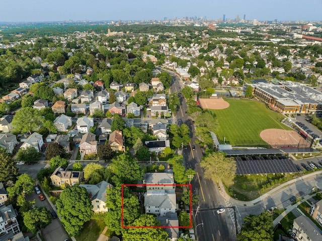 324 Mount Auburn St Unit 2, Watertown, MA 02472 - aerial perspective of suburban area featuring property parcel outlined