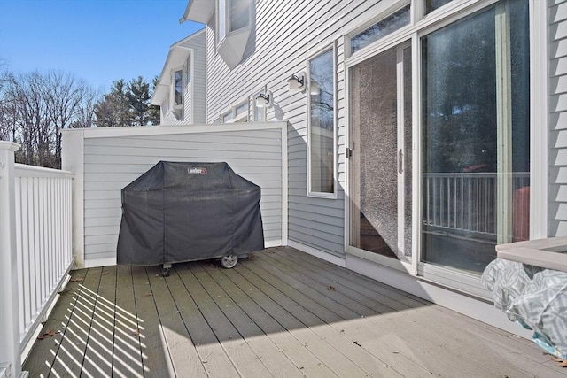 wooden terrace with grilling area