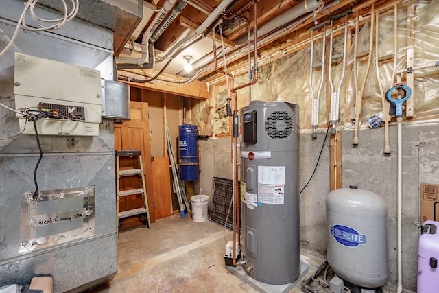 utility room with water heater