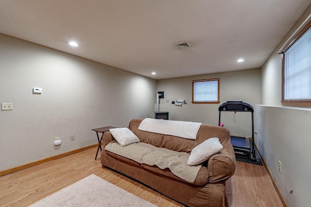 living room featuring light hardwood / wood-style flooring