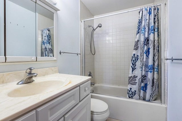 full bathroom featuring vanity, toilet, and shower / bath combo