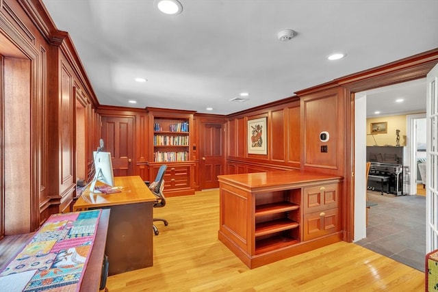 12 Old Meadow Rd, Dover, MA 02030 - home office featuring recessed lighting and light wood-style flooring