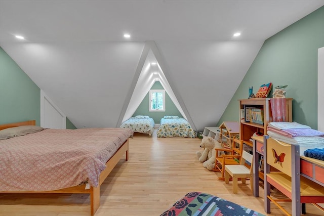 12 Old Meadow Rd, Dover, MA 02030 - bedroom with wood finished floors, lofted ceiling, and recessed lighting