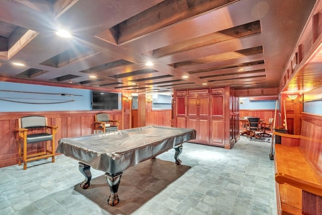 12 Old Meadow Rd, Dover, MA 02030 - rec room featuring wainscoting, billiards, and coffered ceiling