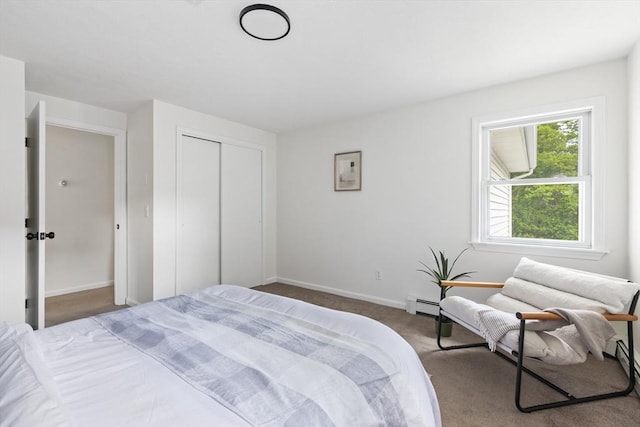 24 Roosevelt St, Taunton, MA 02780 - carpeted bedroom with a baseboard heating unit, a closet, and baseboards