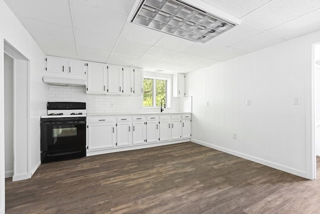 24 Roosevelt St, Taunton, MA 02780 - kitchen featuring gas range oven, range hood, light countertops, a sink, and white cabinetry