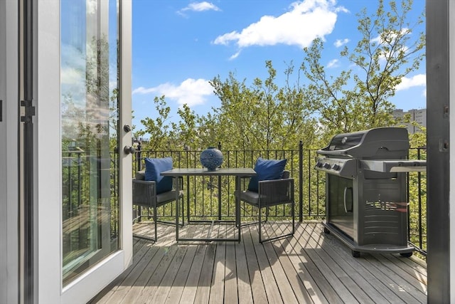 deck with area for grilling