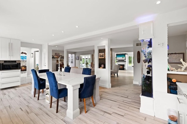 75 Narrows Rd, Freetown, MA 02702 - dining space with light wood-style flooring, recessed lighting, and baseboards