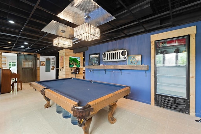 75 Narrows Rd, Freetown, MA 02702 - recreation room featuring a chandelier, billiards table, and tile patterned flooring