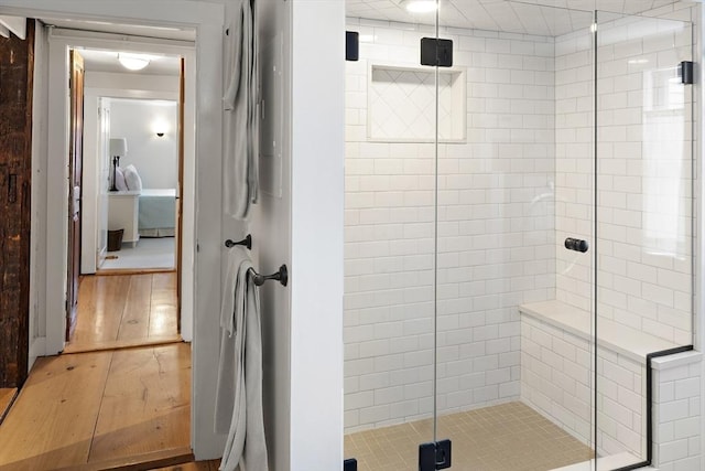 bathroom featuring walk in shower