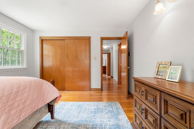 6 Lancaster Pl, Andover, MA 01810 - bedroom with light wood-style floors, a closet, and baseboards