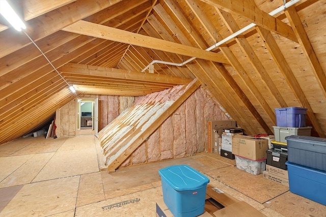 view of unfinished attic