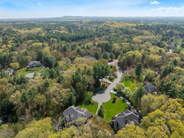 aerial overview of property's location featuring a forest