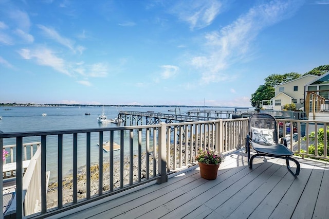 deck with a water view