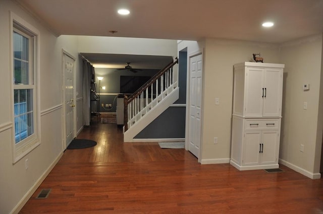 34 Liberty Ln, Ashburnham, MA 01430 - corridor featuring wood finished floors, recessed lighting, stairs, and baseboards
