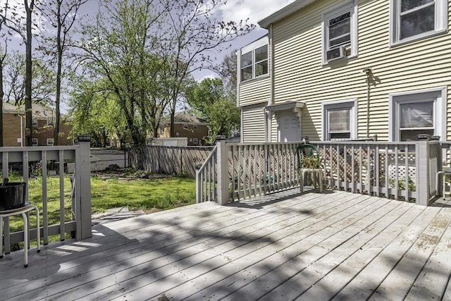 wooden deck with cooling unit