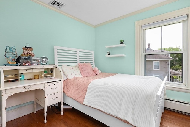 311 Main St, Franklin, MA 02038 - bedroom featuring baseboard heating, wood finished floors, and ornamental molding