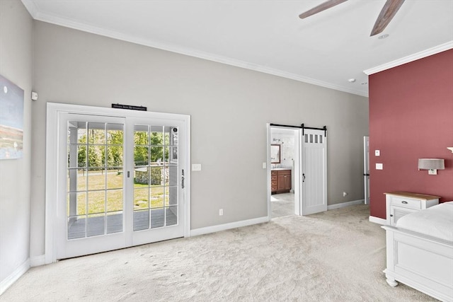 16 W Wind Acres, Norwell, MA 02061 - unfurnished bedroom with access to exterior, carpet flooring, crown molding, and baseboards