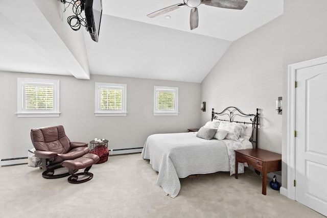 16 W Wind Acres, Norwell, MA 02061 - carpeted bedroom featuring baseboard heating, vaulted ceiling, and a ceiling fan
