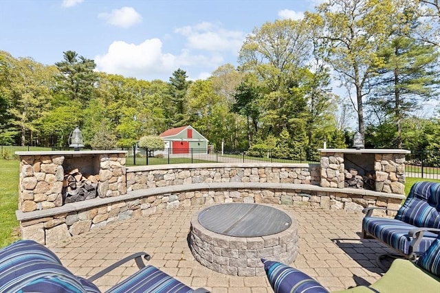 16 W Wind Acres, Norwell, MA 02061 - view of patio featuring an outdoor fire pit
