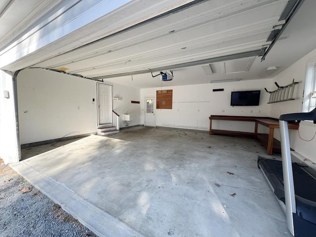 garage with a garage door opener