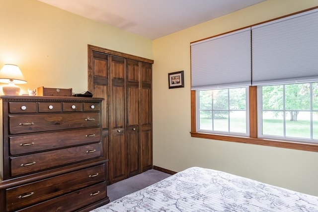 22 Bayview Ave, Berkley, MA 02779 - bedroom with dark colored carpet, a closet, and baseboards