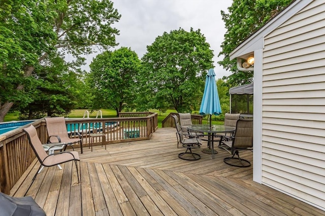 22 Bayview Ave, Berkley, MA 02779 - deck featuring outdoor dining space and an outdoor pool