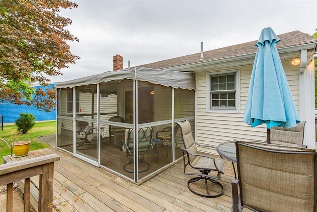 22 Bayview Ave, Berkley, MA 02779 - wooden deck with a sunroom