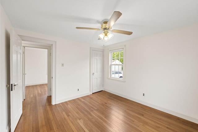 141 Hobart St, Braintree, MA 02184 - unfurnished bedroom with light wood-style flooring, baseboards, a closet, and a ceiling fan