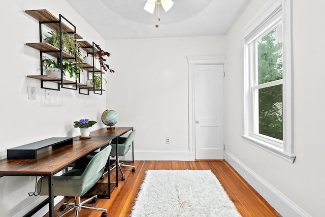 1 King St Unit 3, Boston, MA 02122 - office with light wood finished floors, baseboards, and ceiling fan