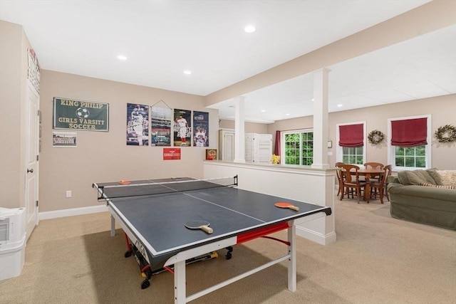 12 Cranberry Ln, Wrentham, MA 02093 - rec room with light carpet, recessed lighting, and baseboards