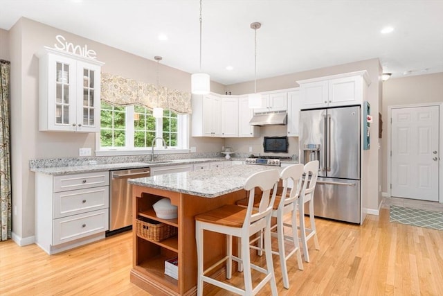 12 Cranberry Ln, Wrentham, MA 02093 - kitchen featuring appliances with stainless steel finishes, white cabinetry, a sink, and recessed lighting