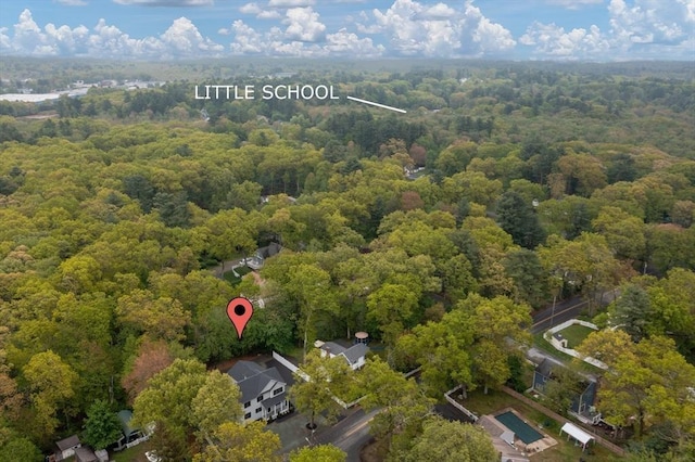 drone / aerial view of a heavily wooded area