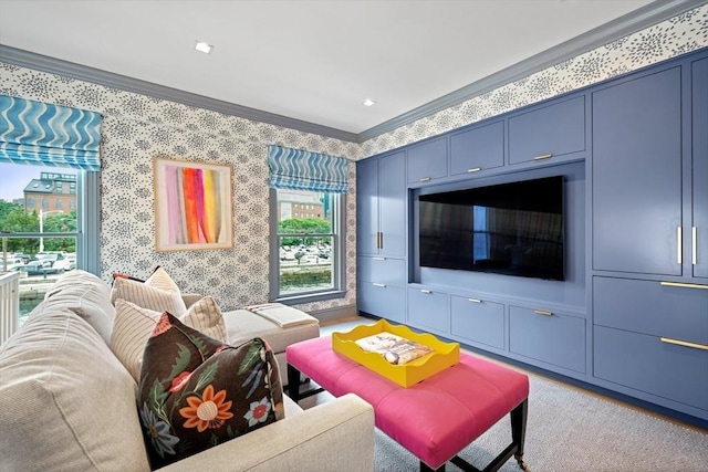 8 Union Wharf Unit 8, Boston, MA 02109 - living area featuring ornamental molding and wallpapered walls
