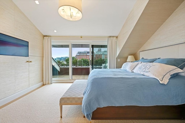 8 Union Wharf Unit 8, Boston, MA 02109 - carpeted bedroom with lofted ceiling, access to outside, and baseboards